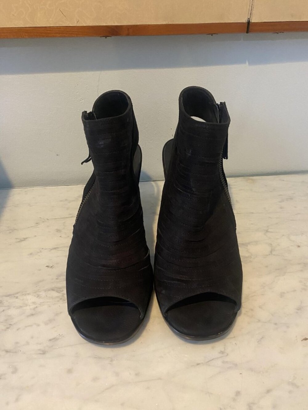 Paul Green Cayanne Shoes Womens Size 7.5 Black Suede Slingback Sandals Zip - Picture 3 of 5